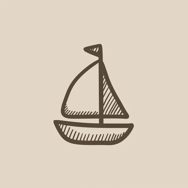 Ikone der Segelbootskizze. — Stockvektor
