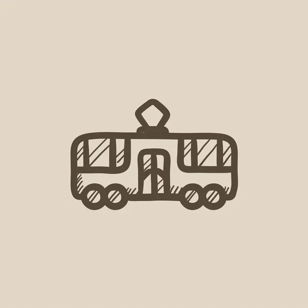 Pictogram van de schets van de tram. — Stockvector