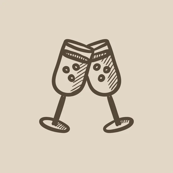 Dos vasos con icono de boceto champaign . — Vector de stock