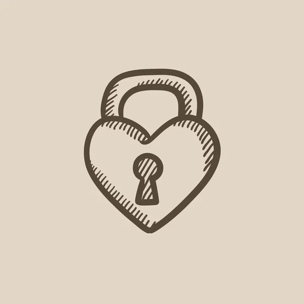 Κλείδωμα σε σχήμα καρδιά σκίτσο εικονίδιο. — Διανυσματικό Αρχείο