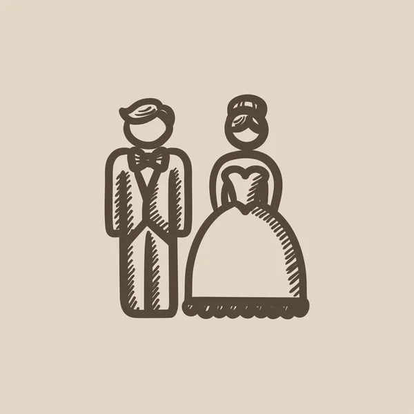 Bride and groom sketch icon. — Stock Vector