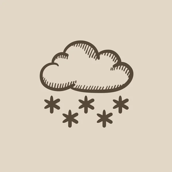 Nuage avec icône de croquis de neige . — Image vectorielle