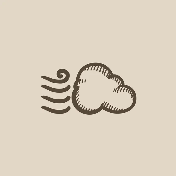 Větrno mrak skica ikony. — Stockový vektor