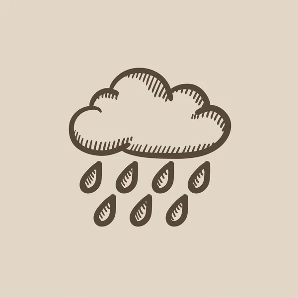 구름과 비가 스케치 아이콘. — 스톡 벡터