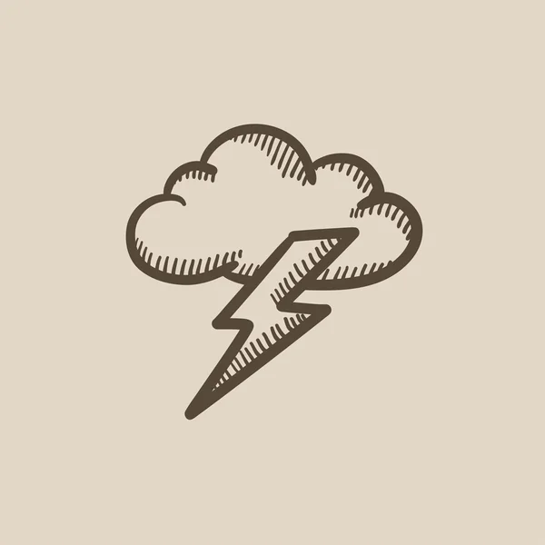 Cloud and lightning bolt sketch icon. — Stock Vector