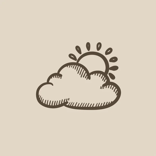 Sun with cloud sketch icon. — Stock Vector