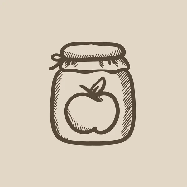 Icône de croquis pot de confiture de pomme . — Image vectorielle