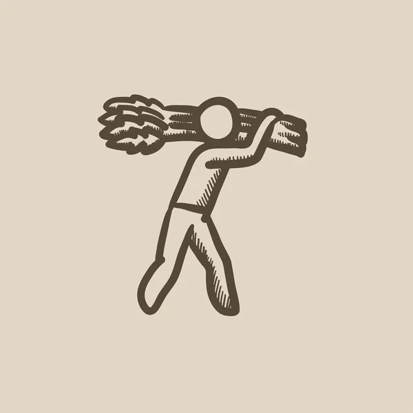Hombre llevando icono de boceto de trigo . — Archivo Imágenes Vectoriales