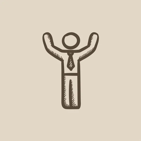 Hombre con los brazos levantados bosquejo icono . — Archivo Imágenes Vectoriales