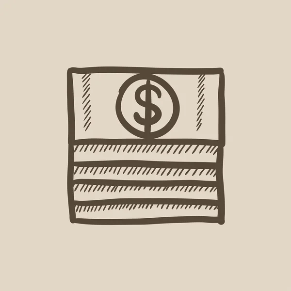 Stapel dollar bills schets pictogram. — Stockvector