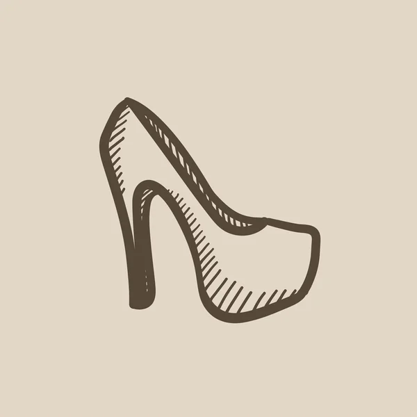 Hög klack sko skiss ikon. — Stock vektor