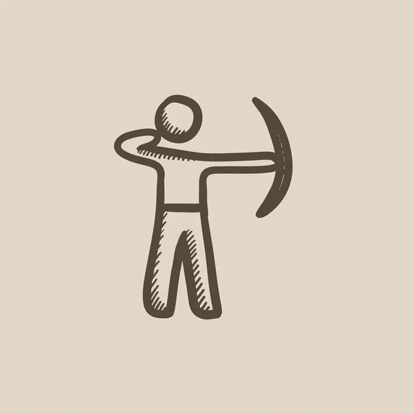 Archer training met boog schets pictogram. — Stockvector