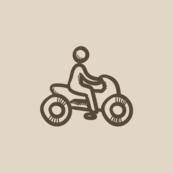 Man riding motorcycle sketch icon. — Stock Vector