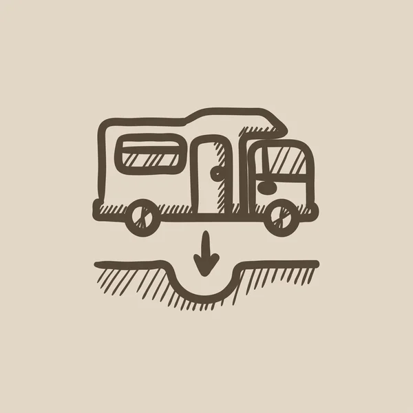 Motorhome y sumidero icono del boceto . — Archivo Imágenes Vectoriales