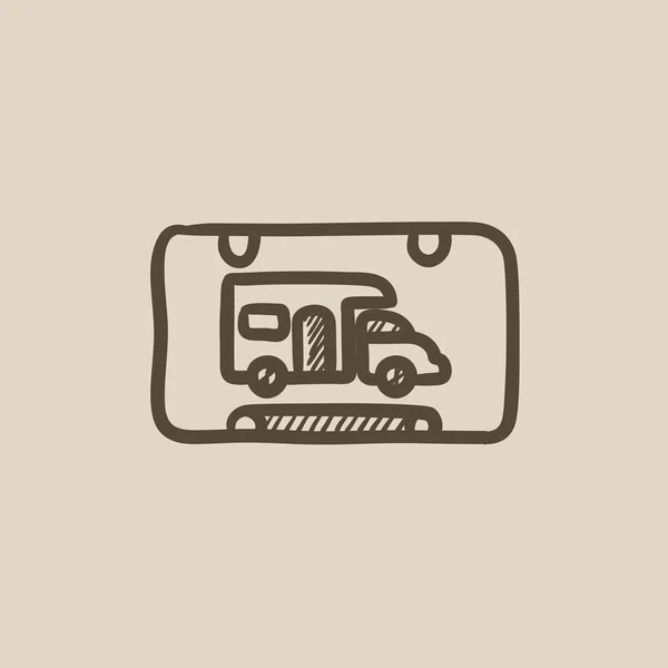 RV signo de camping icono de boceto . — Vector de stock