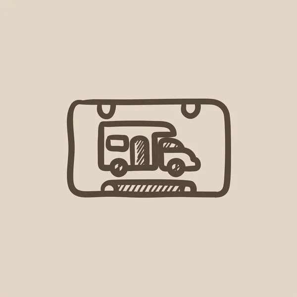 Rv camping sign skizze icon. — Stockvektor