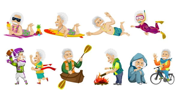 Vector set of old sports man illustrations. — Stock Vector