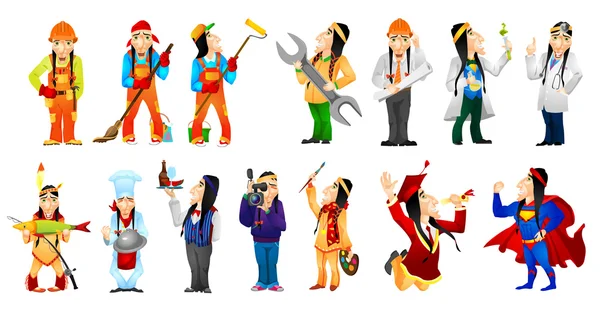 Conjunto vectorial de ilustraciones indias americanas . — Vector de stock