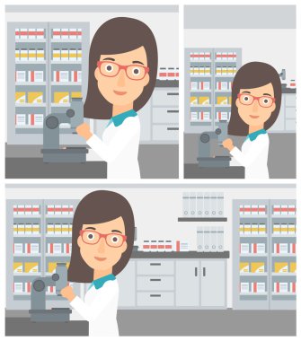 Laboratuar asistanı ile mikroskop.