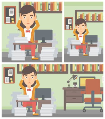 Umutsuzluk içinde iş kadını ofiste oturan.