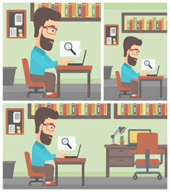 İşadamı laptopuyla çalışıyor..