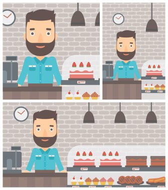 Ekmek tezgahın arkasında, işçi.