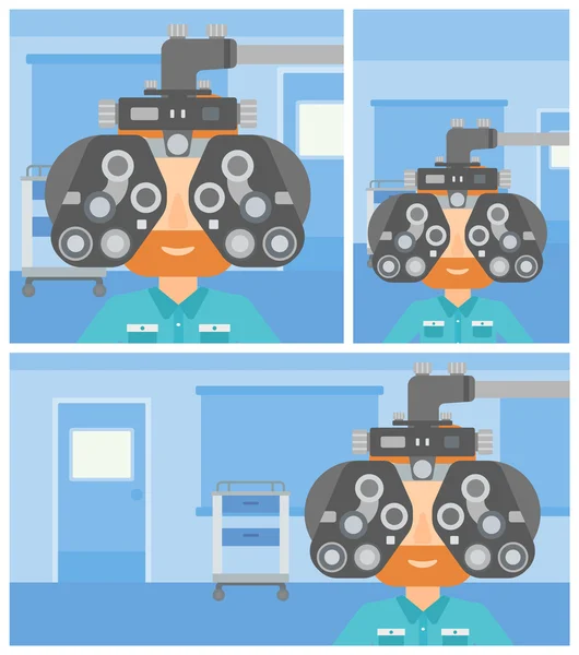 Patient bei Augenuntersuchung. — Stockvektor