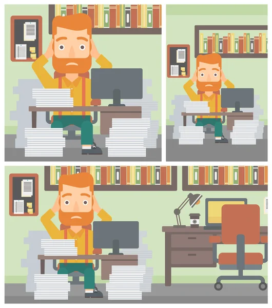 Umutsuzluk içinde iş adamı ofiste oturuyor.