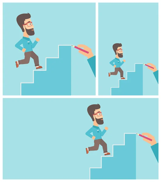 Businessman running upstairs vector illustration. — Stock Vector