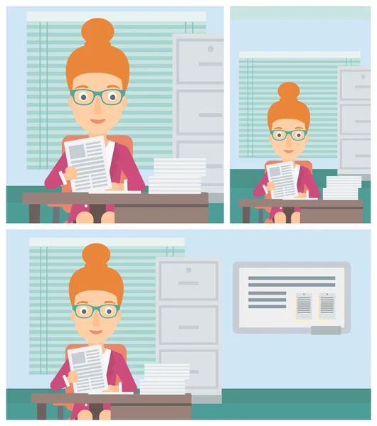 HR manager comprobar los archivos de ilustración vectorial . — Vector de stock