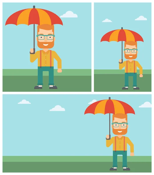 Homme d'affaires avec illustration vectorielle parapluie . — Image vectorielle