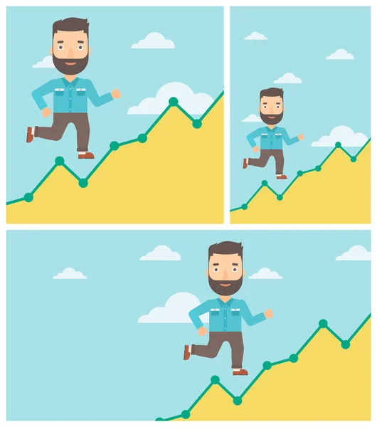 Empresário correndo lá em cima . —  Vetores de Stock