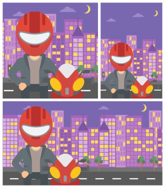 Motosiklet kask vektör çizim erkekte.