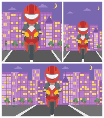 Adam sürme motosiklet vektör çizim.