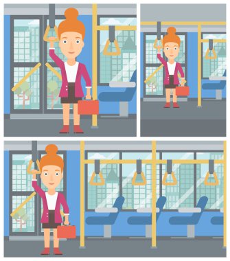 Woman traveling by public transport. clipart