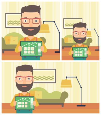 Akıllı ev otomasyon vektör illüstrasyon.