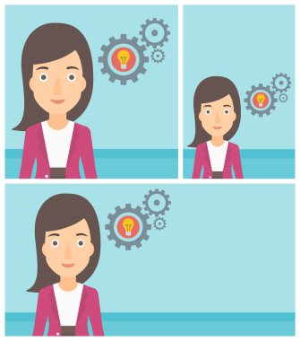 Vektör çizim çiçek soğanı ve vites kadına.