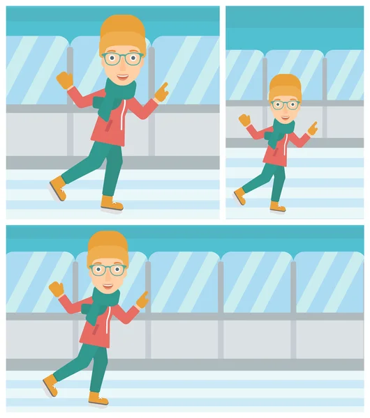 Vrouw schaatsen vectorillustratie. — Stockvector