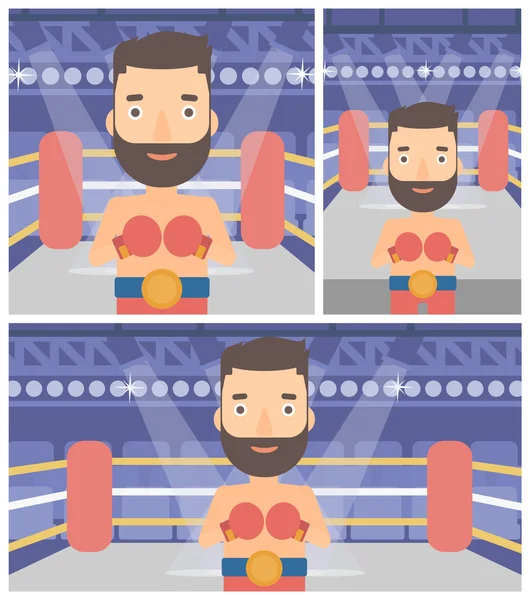 Boxeador seguro en guantes vector ilustración . — Archivo Imágenes Vectoriales