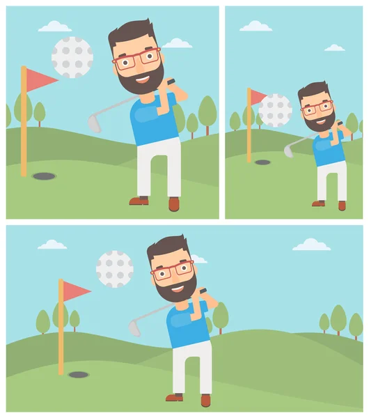Golfer hitting the ball vector illustration. — Stock Vector