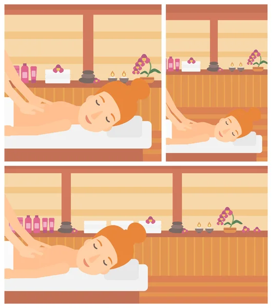 Woman recieving massage vector illustration. — Stok Vektör