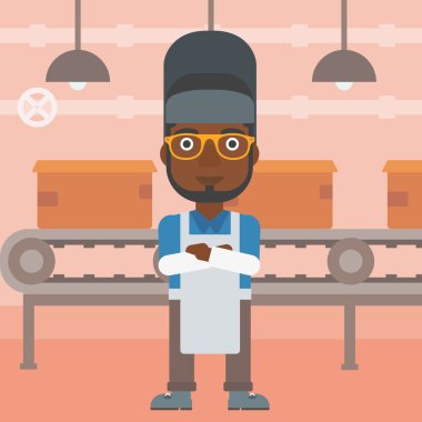 Emin gülümseyen Kaynakçı vektör çizim.