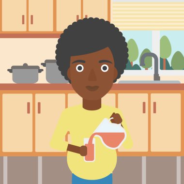 Hamile kadın meyve suyu vektör illüstrasyon dökme.