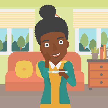 Woman with pregnancy test vector illustration.