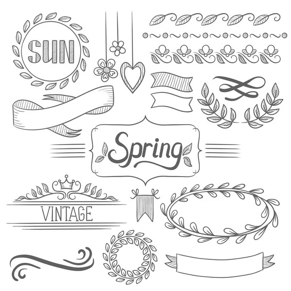 Set of spring ribbons and elements. — Stock Vector