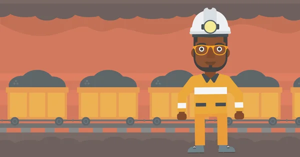 Mineur confiant dans l'illustration vectorielle hardhat . — Image vectorielle