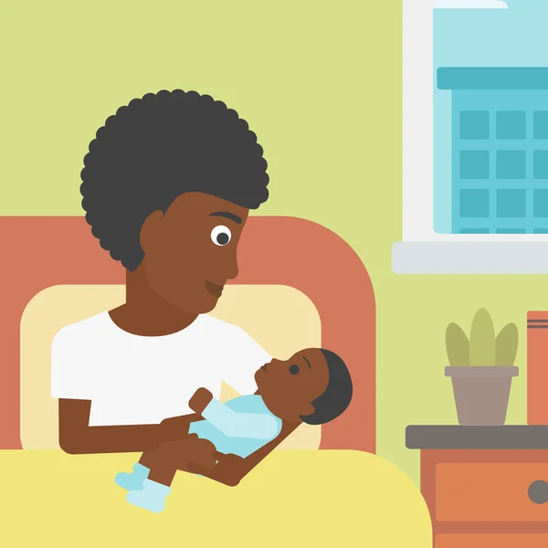 Femme avec nouveau-né en maternité . — Image vectorielle