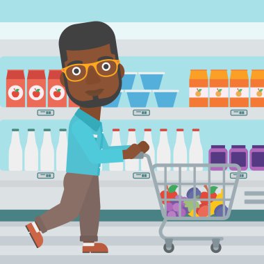 Müşteri alışveriş sepeti vektör çizim ile.