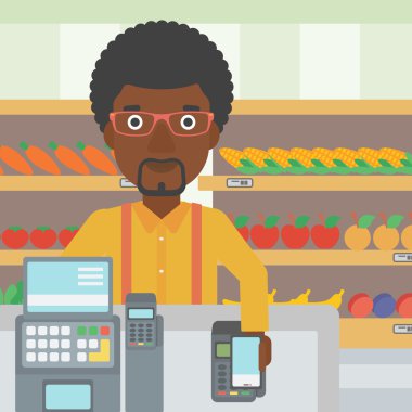 Müşteri ödeme kablosuz ile smartphone.