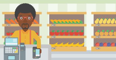 Müşteri ödeme kablosuz ile smartphone.